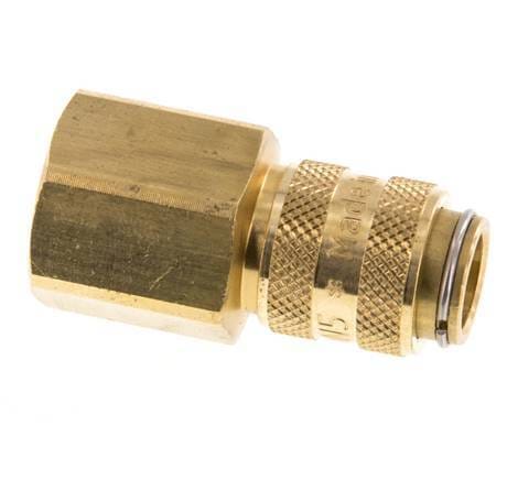 Messing DN 5 Luchtkoppeling Snelkoppeling G 3/8 inch Binnendraad Double Shut-Off - CLS5-F-B-SV-038