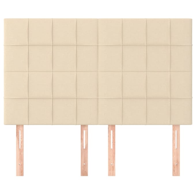 vidaXL - Hoofdbord - crème - 144x5x118/128 - cm - stof