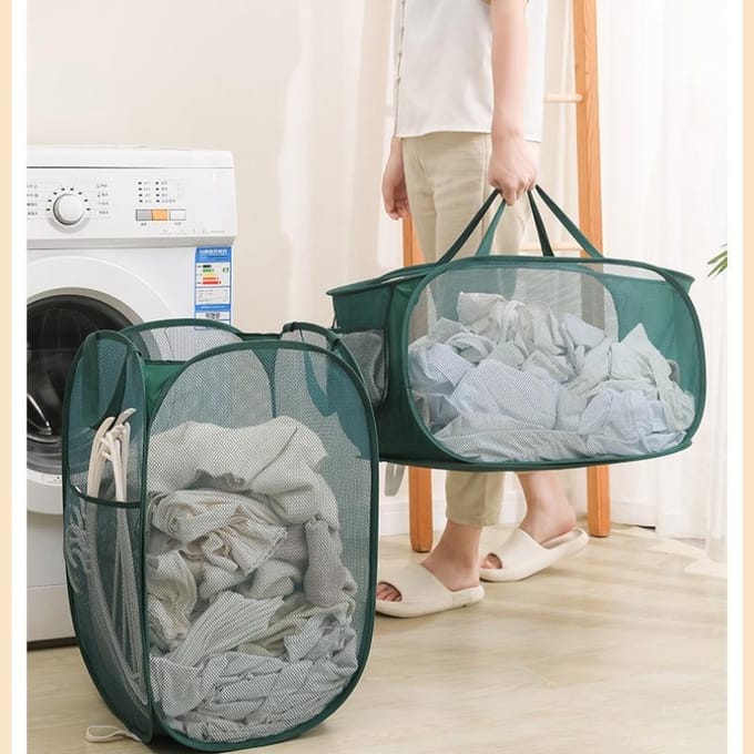 Panier à linge pliable Horizontal, panier à linge respirant en tissu maille, paniers de rangement de grande capacité, accessoires pour la maison gray