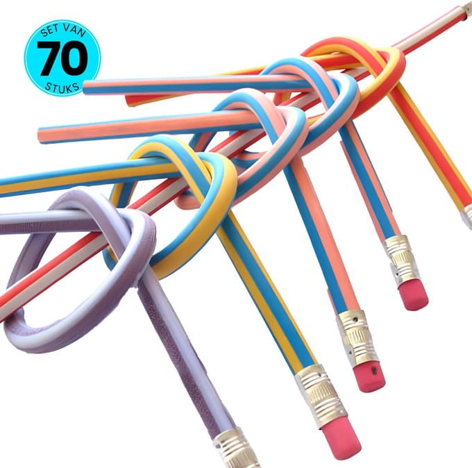 Somstyle Buigbare Potloden Set - 70 Stuks - Flexibele Potlood met Gum - Multicolor