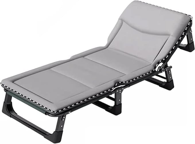 Vouwbed Kamperen - Opklapbaar Bed - Ontspannen Buiten - Verstelbare Rugleuning - 190 x 75 cm - Grijs