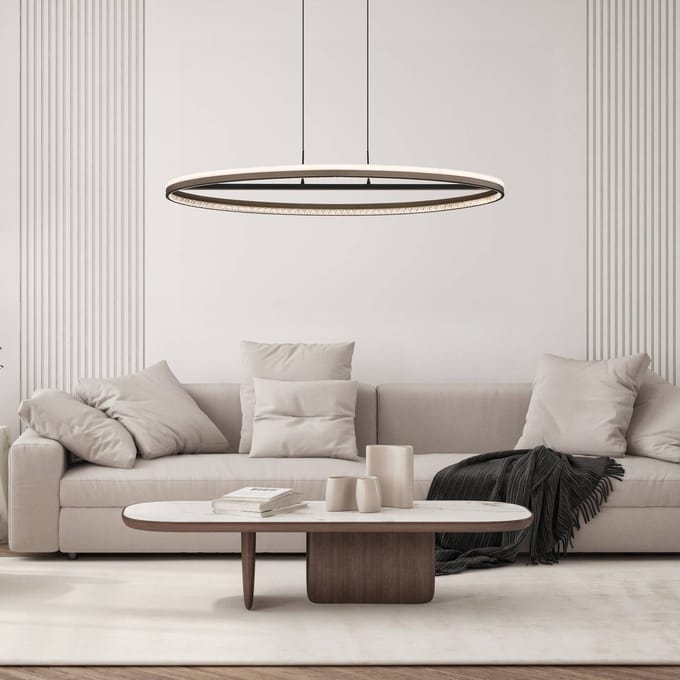 Globo Della LED hanglamp, lengte 101 cm, donkergrijs, metaal