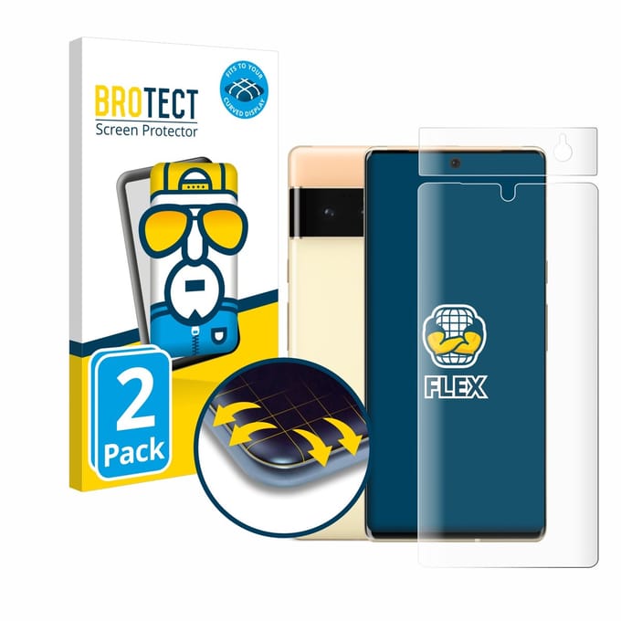 BROTECT - Screenprotector voor Google Pixel 6 Pro (Voor+Camera) - Folie Beschermfolie transparant volledig dekking - 2 Stuks