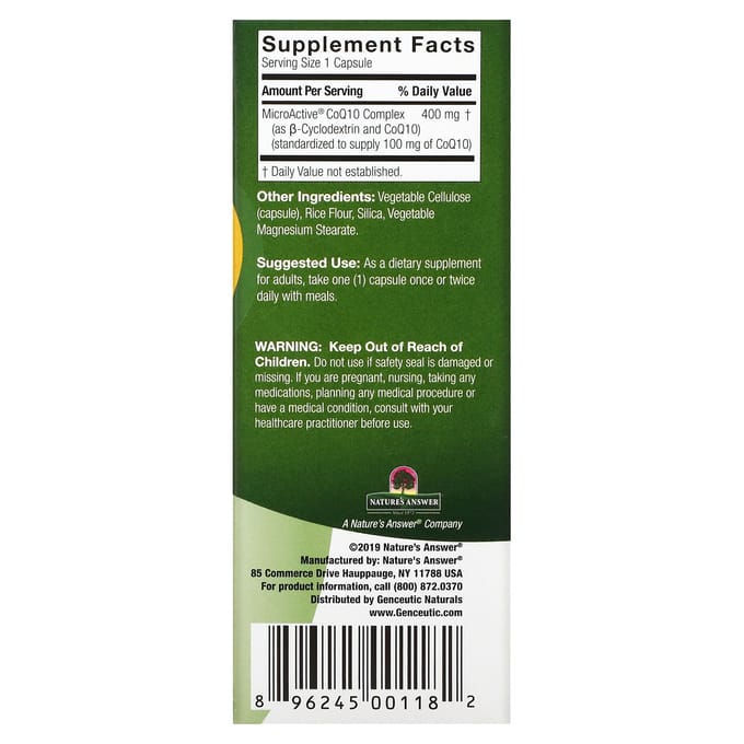 Genceutic Naturals, CoQ10 24 heures, 100 mg, 60 gélules végétales