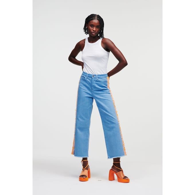 Karl Lagerfeld Denim Boucle Pants Blue Größe: W28 | Ausgestellte Hosen Outlet | Damen | Blau