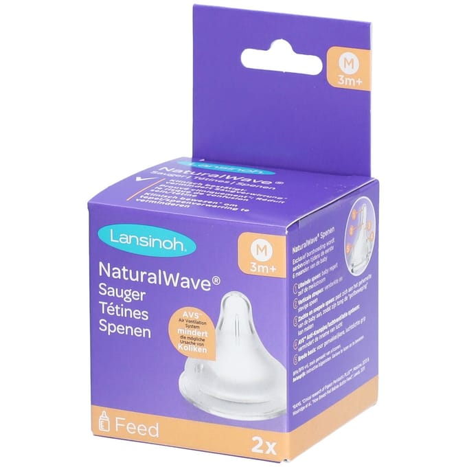 Lansinoh Natural Wave flesspeen Medium 2 stuks Onbehandeld/Naturel unisex