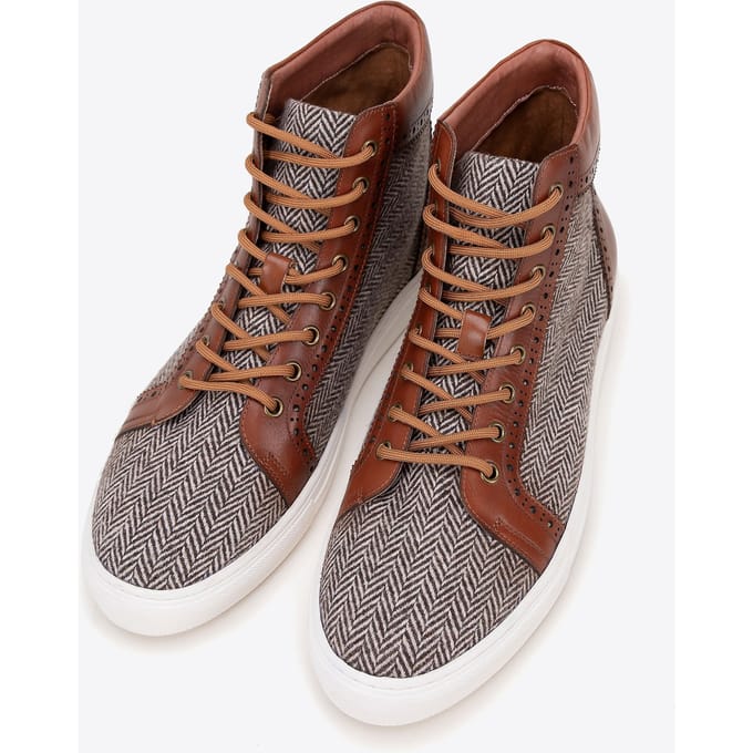 Wittchen Heren Leren High Top Sneakers Bruin Natuurlijk Leer