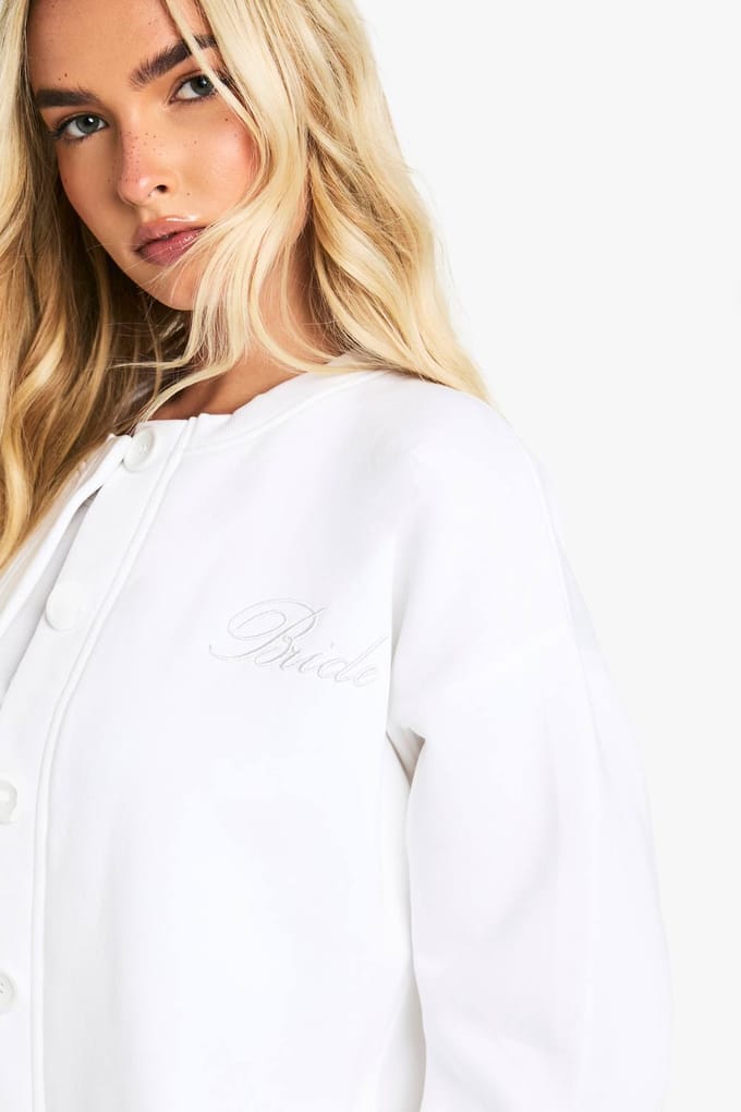 boohoo Dames Bruids Geborduurde Cardigan | Wit | Maat: Medium