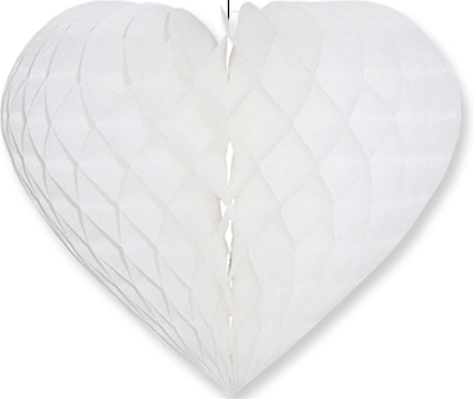 Bellatio Decorations - Decoratie ophang hartje papier - wit - 15 x 18 cm - Bruiloft
