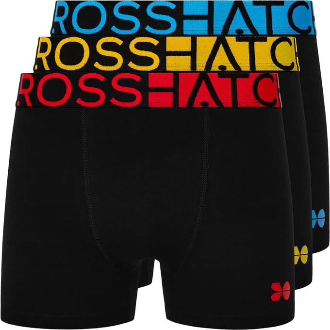 Crosshatch Heren Dumas Boxershorts (Set van 3) (Zwart)