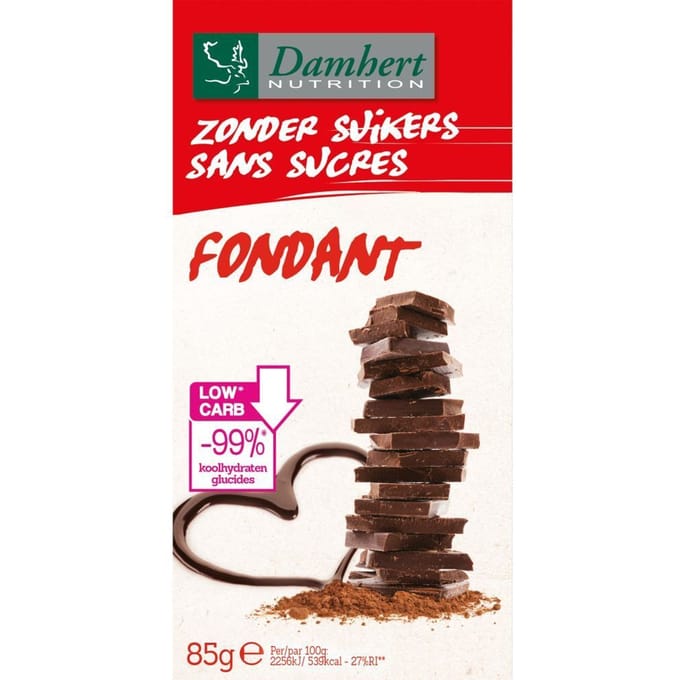 Damhert Chocoladetablet Fondant Zonder Suikers - 85 gr