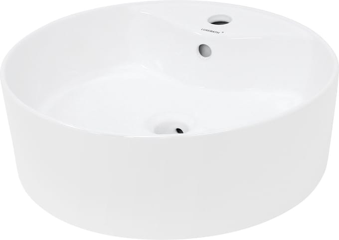 Ronde wastafel met overloop Ø 46x15,5 cm wit keramiek LuxeBath