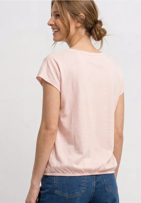 Shirt met ronde hals en rimpels