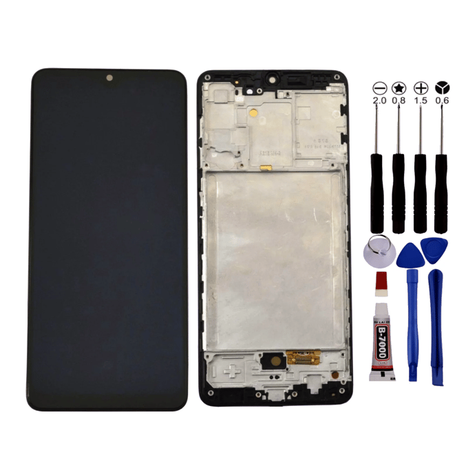 Scherm voor Samsung A31 SM-A315F OLED + achtergrond + voetafdruk + gereedschap