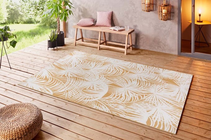 Buitenkleed palm - Lagosi goud/crème 160x230