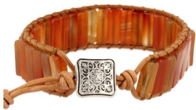 Carneool leren armband gipsy-style