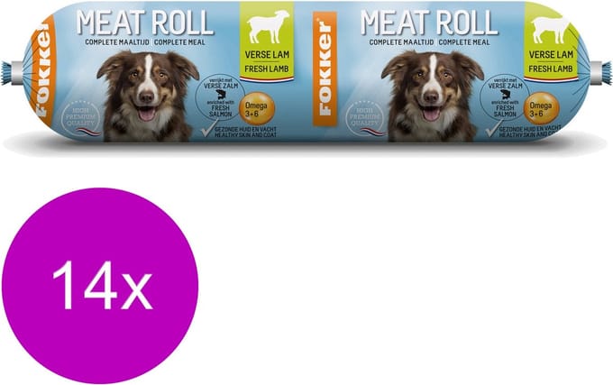 Fokker Dog Meat Roll - Hondenvoer - 14 x Lam 350 g