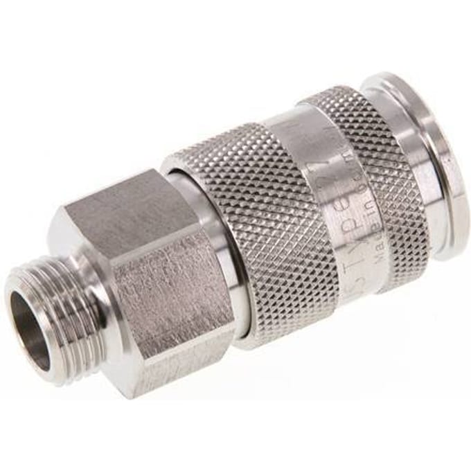 RVS 306L DN 10 Luchtkoppeling Snelkoppeling G 3/8 inch Buitendraad - CLS10-M-SSL-P-038