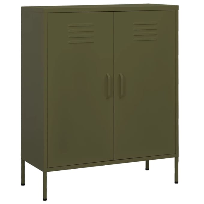 vidaXL - Opbergkast - 80x35x101,5 - cm - staal - olijfgroen