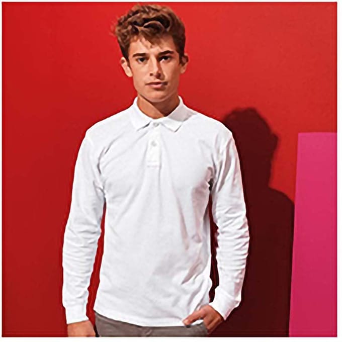 Asquith & Fox Heren Klassieke Pasvorm Poloshirt met lange mouwen (Wit)