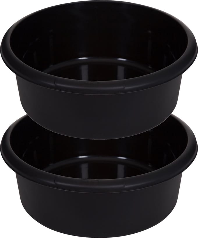 Whitefurze Afwasteil/afwasbak - 2x - 8 liter - zwart - 34 x 34 x 13 cm