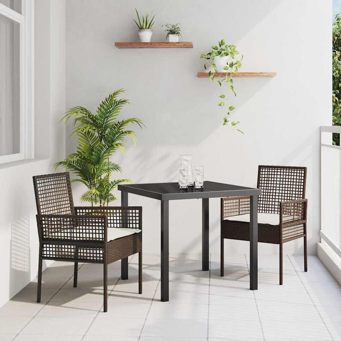 vidaXL Tuinstoel met kussen 2 pcs Bruin 55 x 53 x 85 cm poly rattan
