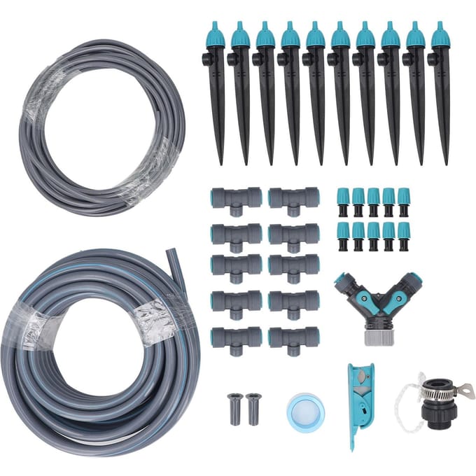 10m Kas Micro Druppelirrigatie Kit met Slang Verstelbare Sproeier Tuin Bewateringssysteem gray