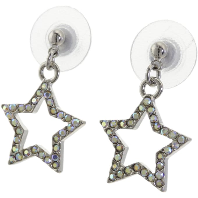 Behave - Oorbelhangers dames - Ster zilverkleur multikristal - Trendy