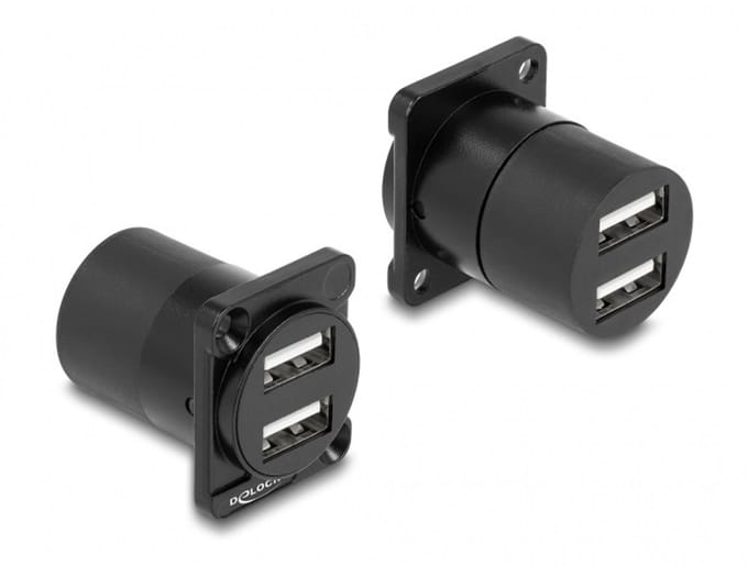 2x USB-A D-type module | USB2.0 | zwart