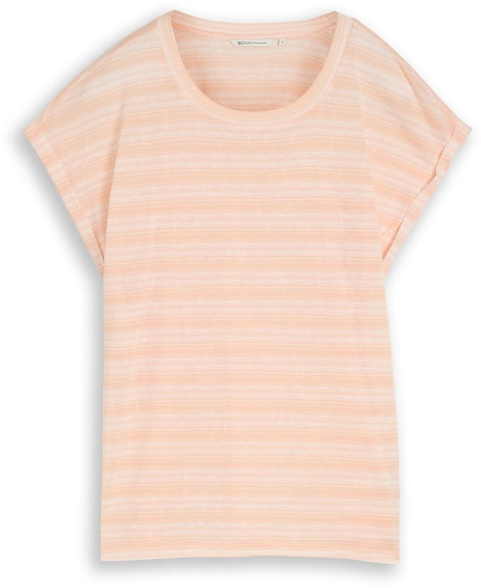 Tom Tailor Denim - T-shirt met streepjespatroon - Maat XL - apricot white gradient stripe
