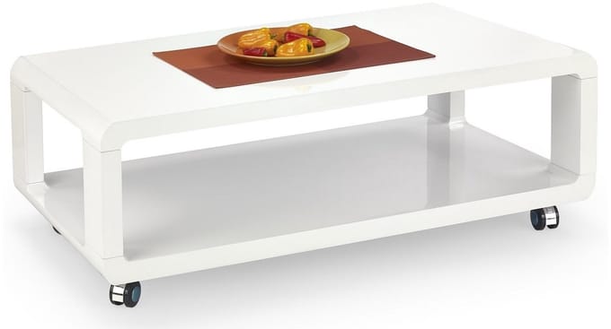 Salontafel Futura 105 cm breed wit met wielen
