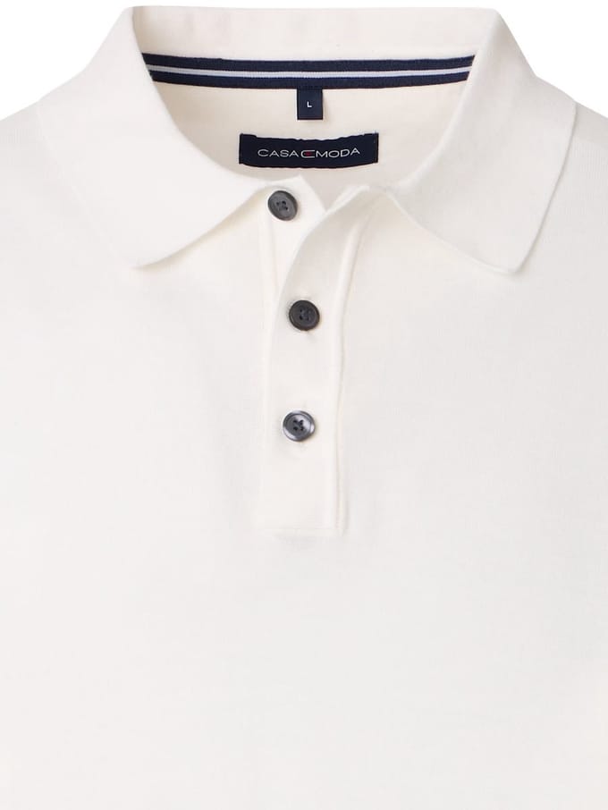 Gebreid Katoen Poloshirt 3 Knoops Wit Casa Moda - L