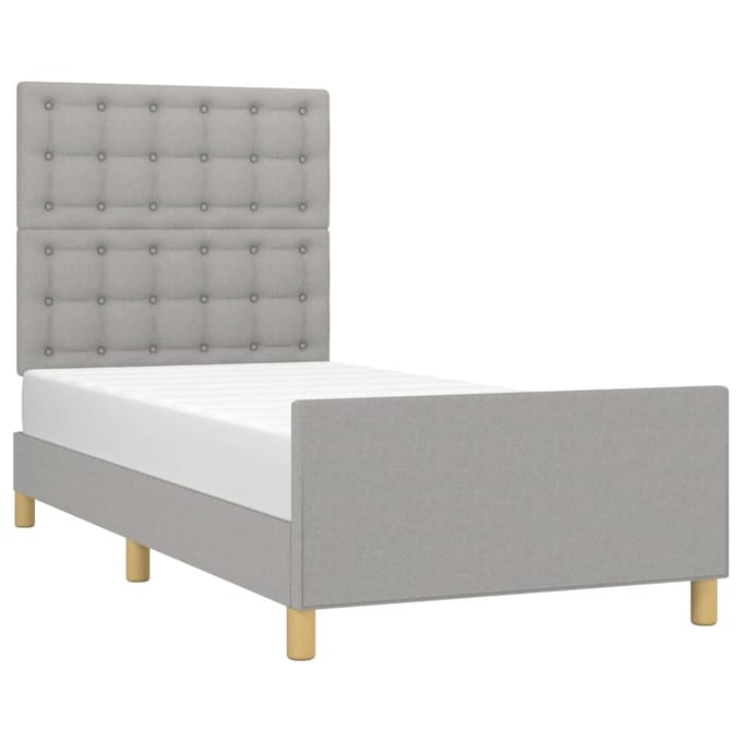 vidaXL - Bedframe - met - hoofdbord - stof - lichtgrijs - 80x200 - cm