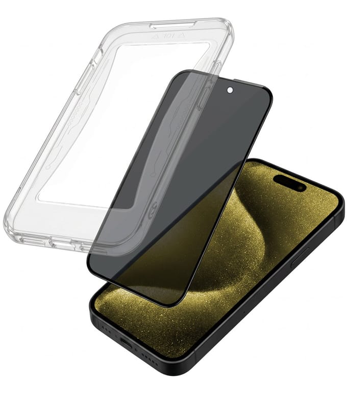Anti-Spy Screenprotector - Geschikt voor Apple iPhone 15 Pro Max - Met Installatie Kit - Flexibel Glas - Privacy Beschermglas - Tempered Glass - Screen Protector