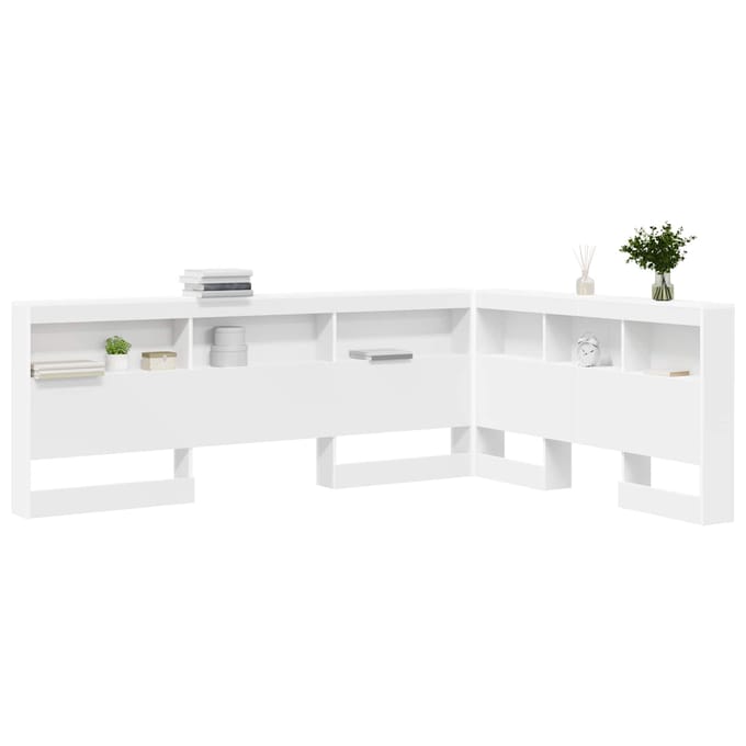 vidaXL - Opberghoofdbord - Wit - Bewerkt - hout