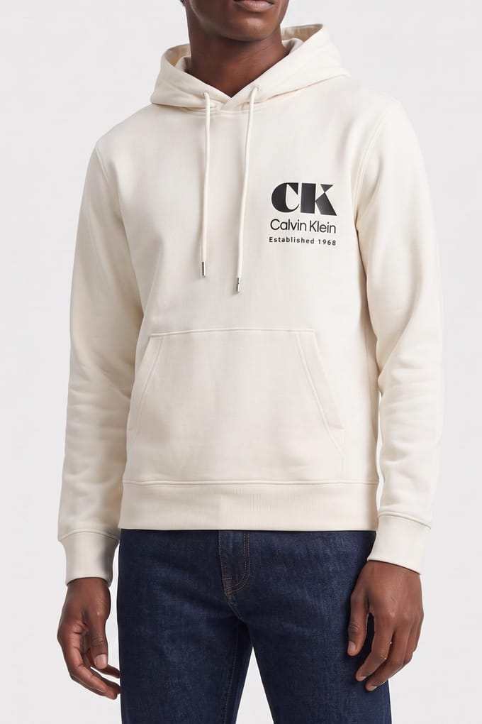 Calvin Klein Long Sleeve Classic 350gsm Terry Eu Bomber Tofu Größe: S | Kaputzenpullis Outlet | Herren