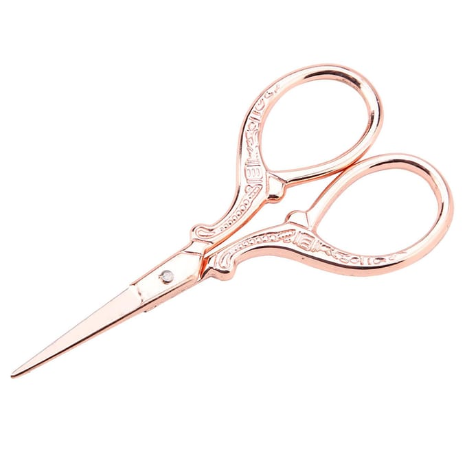 Point de croix DIY Ciseaux de couture antiques Outil de broderie de commode Petits ciseaux(Rose) or