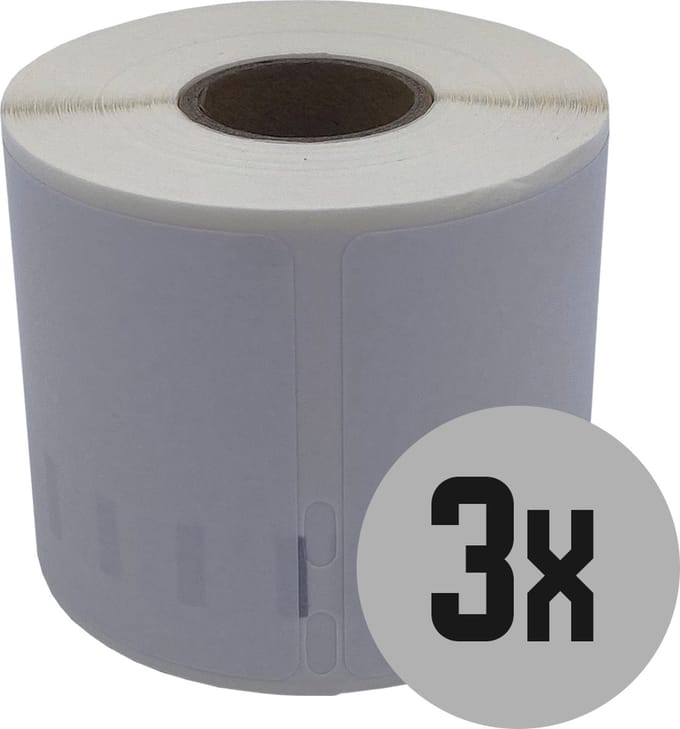 DULA Dymo Compatible labels - Wit - 99015 - S0722440 - Grote multifunctionele etiketten - 3 rollen - 54 x 70 mm - 320 labels per rol