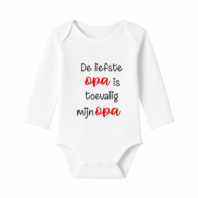 Romper De liefste Opa is toevallig mijn Opa - wit - lange mouw