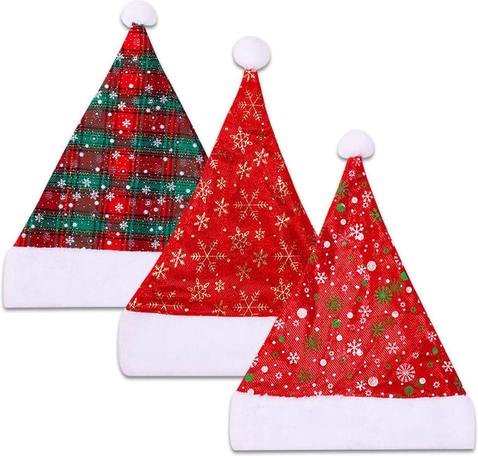 LUQ - Kerstmuts - Sneeuwvlokken - Volwassenen - Kind - Kerstkleding - Kerstversiering - One Size - Multi – 3 Stuks