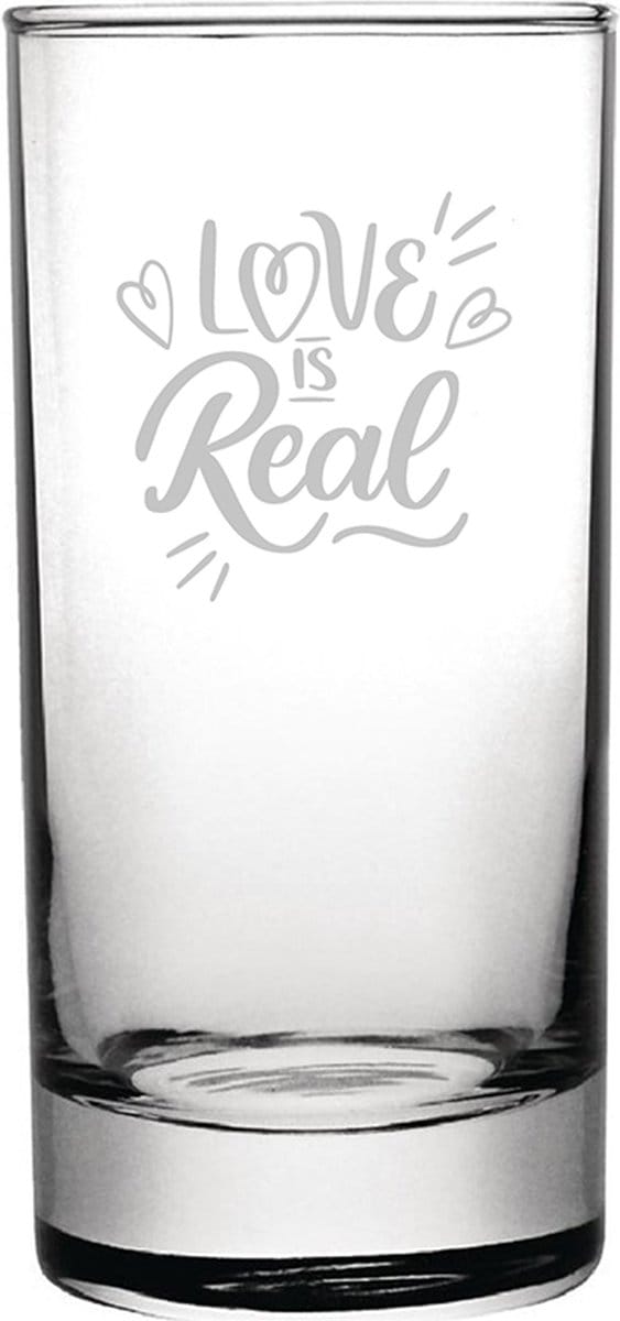 Gegraveerde longdrinkglas 28,5cl Love is real - valentijnsdag - valentijn
