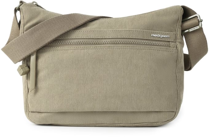 Hedgren Harpers Dames Crossbodytas met RFID-bescherming – Middelgroot – Ribfluweel String Beige