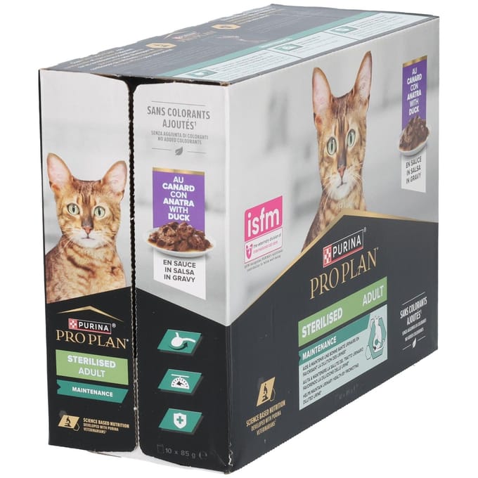 50% Korting! 2 x Purina Pro Plan natvoer voor katten - Sterilised Adult Maintenance Eend (20 x 85 g)