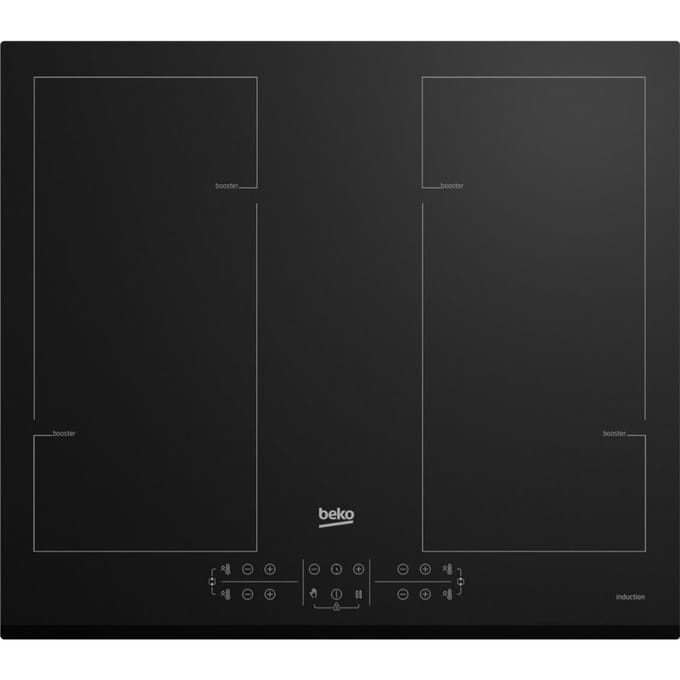 inductiekookplaat 60cm 4 pits 7200w zwart - beko - hii64206f2mt