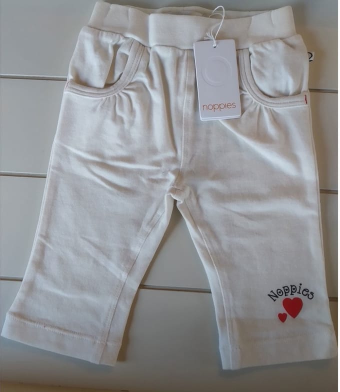 Noppies pants Jersey Jasmine offwhite met hartjes maat 56