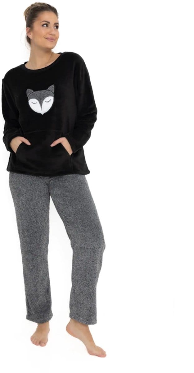 Cocodream dames huispak - fleece - maat M - Vos - zwart