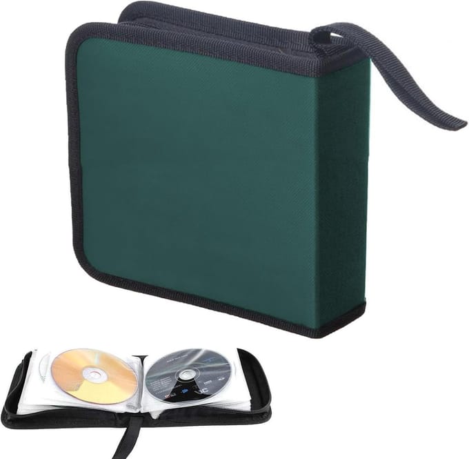 Opbergzak voor 40 CD's en DVD's, Ideaal voor Auto en Thuis, Groene CD-opslagoplossing