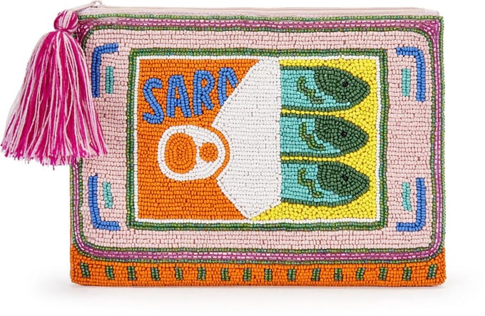 Codello Met kralen geborduurde clutch „Sardine Tin“ – Roze met kwast