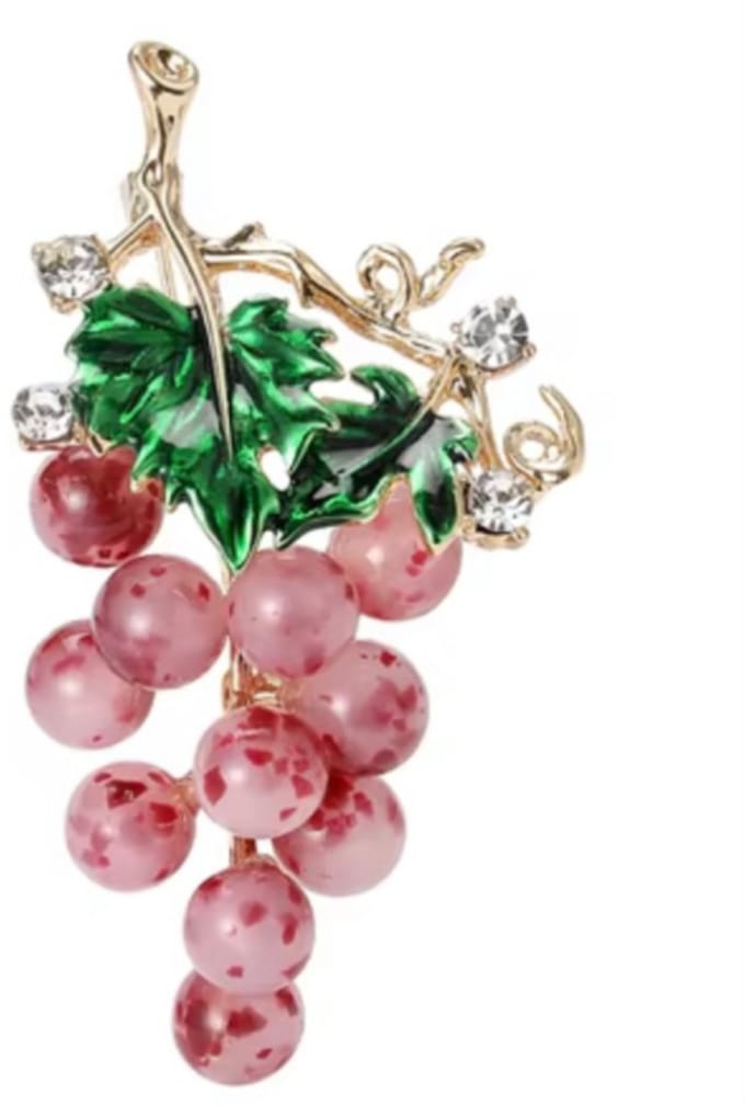 Broche druiven roze - Charme Bijoux