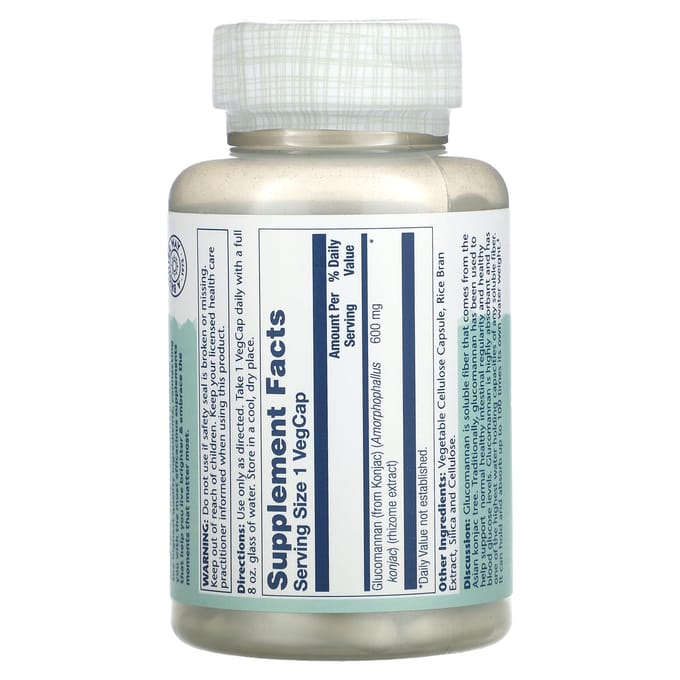 Glucomannan, wortelstokextract, 600 mg, 100 vegetarische capsules